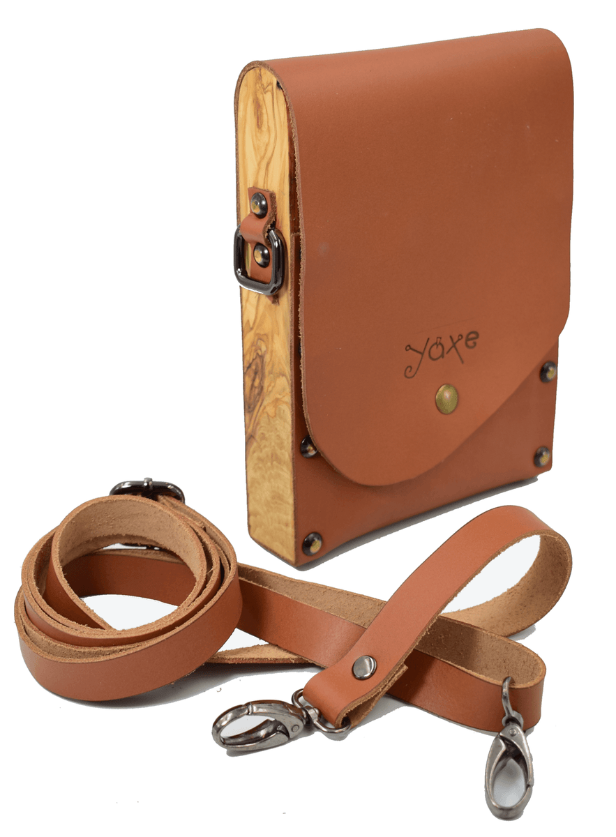 Handcrafted leather belt bag with external pocket dark brown BRASS Workshop  mp01