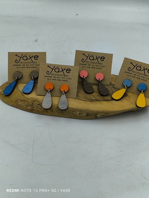 Drops earrings of real oak wood