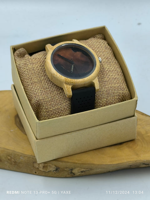 Bobobird Black Silicone Band Unisex Wood & Resin Watch