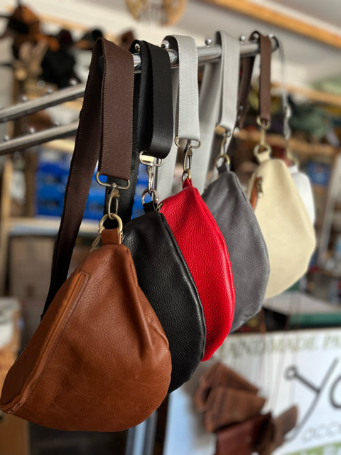 Beige color cream leather waist bag - Unisex leather fanny pack