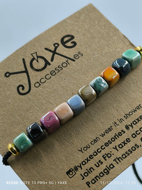 Ceramic beads women's bracelet, Rainbow